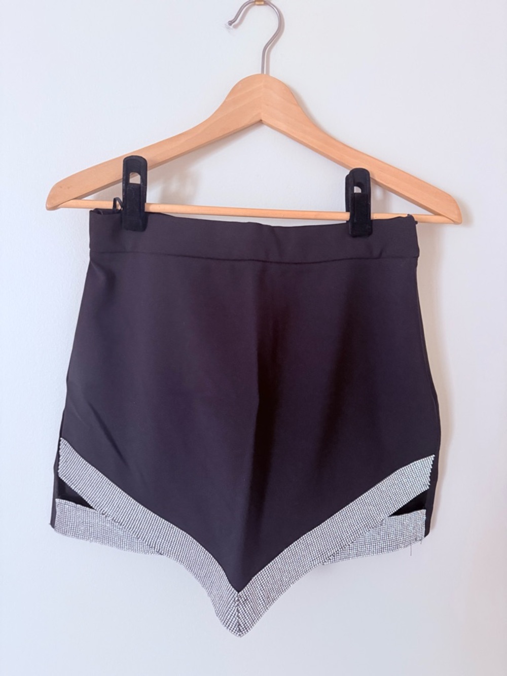 ZARA • Black Mini Skirt with Silver Rhinestone Detail